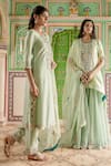 Buy_Surbhi Shah_Green Zardozi Embroidered Silk Kurta Gharara Set _Online_at_Aza_Fashions