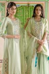 Shop_Surbhi Shah_Green Zardozi Embroidered Silk Kurta Gharara Set _Online_at_Aza_Fashions