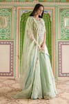 Surbhi Shah_Green Zardozi Embroidered Silk Kurta Gharara Set _at_Aza_Fashions