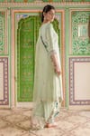 Surbhi Shah_Blue Silk Zardozi Embroidered Kurta Pant Set _at_Aza_Fashions