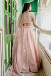 Surbhi Shah_Pink Pure Satin Organza Hand Embroidered Zardozi Floral Bridal Lehenga Set _Online_at_Aza_Fashions