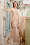 Buy_Surbhi Shah_Beige Zardozi Embroidered Silk Kurta Sharara Set _at_Aza_Fashions