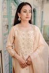 Surbhi Shah_Beige Zardozi Embroidered Silk Kurta Sharara Set _Online_at_Aza_Fashions