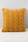 Shop_Elm & Oak_Gold Front Hand Knitted And Back Duck Cable Square Cushion_at_Aza_Fashions