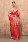 Buy_Naaritva India_Pink Katan Silk Handwoven Vintage And Floral Banarasi Saree With Running Blouse _Online_at_Aza_Fashions