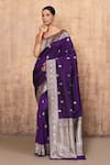 Buy_Naaritva India_Purple Katan Silk Handwoven Floral And Chevron Pattern Saree With Running Blouse _at_Aza_Fashions