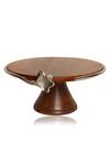 Shop_H2h_Brown Wood Gingko Cake Stand_at_Aza_Fashions