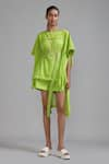 Shop_MATI_Green 100% Cotton Plain Boat Fringed Kaftan Top _Online_at_Aza_Fashions