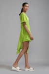 MATI_Green 100% Cotton Plain Boat Fringed Kaftan Top _at_Aza_Fashions