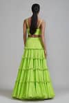 Shop_MATI_Green 100% Cotton Plain Fringed Tiered Lehenga _at_Aza_Fashions