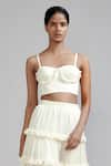 MATI_Off White 100% Cotton Plain Sweetheart Fringed Corset Top _Online_at_Aza_Fashions