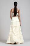 Shop_MATI_Off White 100% Cotton Plain Sweetheart Corset And Fringed Tiered Lehenga Set _at_Aza_Fashions