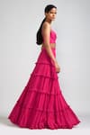 Buy_MATI_Pink 100% Cotton Embellished Fringe Tassels Tiered Lehenga Skirt _Online_at_Aza_Fashions