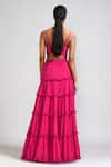 Shop_MATI_Pink 100% Cotton Embellished Fringe Tassels Tiered Lehenga And Blouse Set _at_Aza_Fashions