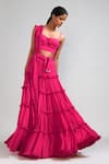 MATI_Pink 100% Cotton Embellished Fringe Tassels Sweetheart Neck Lehenga Blouse Set _at_Aza_Fashions