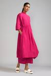 Buy_MATI_Pink 100% Cotton Plain High Neck High-low Tunic And Flared Pant Set _at_Aza_Fashions