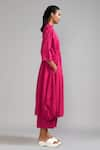 Buy_MATI_Pink 100% Cotton Plain High Neck High-low Tunic And Flared Pant Set _Online_at_Aza_Fashions