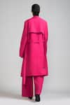 Shop_MATI_Pink 100% Cotton Plain Notched Collar Trench Jacket _at_Aza_Fashions