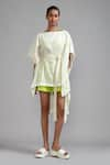 Buy_MATI_Off White 100% Cotton Boat Fringe Edge Kaftan _at_Aza_Fashions