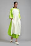 Buy_MATI_Off White 100% Cotton Round Color Block Tunic _at_Aza_Fashions