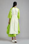 Shop_MATI_Off White 100% Cotton Round Color Block Tunic And Pant Set _at_Aza_Fashions