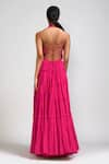 Shop_MATI_Pink 100% Cotton Band Backless Tiered Gown _at_Aza_Fashions