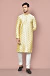 Buy_Arihant Rai Sinha_Gold Dupion Art Silk Embroidered Machine Work Straight Kurta _at_Aza_Fashions