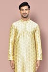 Arihant Rai Sinha_Gold Dupion Art Silk Embroidered Machine Work Straight Kurta _Online_at_Aza_Fashions