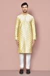 Buy_Arihant Rai Sinha_Gold Dupion Art Silk Embroidered Machine Work Straight Kurta _Online_at_Aza_Fashions