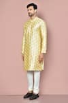 Shop_Arihant Rai Sinha_Gold Dupion Art Silk Embroidered Machine Work Straight Kurta _Online_at_Aza_Fashions