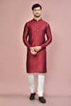 Buy_Arihant Rai Sinha_Maroon Cotton, Silk Plain Kurta _at_Aza_Fashions
