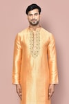 Arihant Rai Sinha_Orange Mulberry Silk Embroidered Zardosi Hand Work Kurta_Online_at_Aza_Fashions