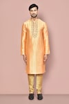 Buy_Arihant Rai Sinha_Orange Mulberry Silk Embroidered Zardosi Hand Work Kurta _Online_at_Aza_Fashions