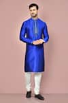 Buy_Arihant Rai Sinha_Blue Silk Embroidery Hand Kurta _at_Aza_Fashions