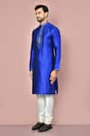 Shop_Arihant Rai Sinha_Blue Silk Embroidery Hand Kurta _Online_at_Aza_Fashions