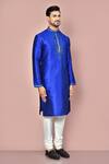 Arihant Rai Sinha_Blue Silk Embroidery Hand Kurta _at_Aza_Fashions