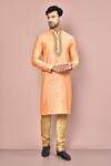 Buy_Arihant Rai Sinha_Orange Cotton Silk Embroidered Zardosi Hand Work Straight Kurta For Men_at_Aza_Fashions