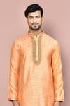 Buy_Arihant Rai Sinha_Orange Cotton Silk Embroidered Zardosi Hand Work Straight Kurta _Online_at_Aza_Fashions