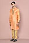 Shop_Arihant Rai Sinha_Orange Cotton Silk Embroidered Zardosi Hand Work Straight Kurta For Men_Online_at_Aza_Fashions