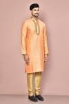 Arihant Rai Sinha_Orange Cotton Silk Embroidered Zardosi Hand Work Straight Kurta For Men_at_Aza_Fashions