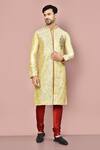 Buy_Arihant Rai Sinha_Yellow Silk Embroidery Hand And Machine Kurta _at_Aza_Fashions