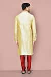 Shop_Arihant Rai Sinha_Yellow Silk Embroidery Hand And Machine Kurta _at_Aza_Fashions