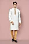 Buy_Arihant Rai Sinha_White Cotton, Silk Zari Zardosi Embroidered Kurta _at_Aza_Fashions