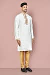 Arihant Rai Sinha_White Cotton, Silk Zari Zardosi Embroidered Kurta _at_Aza_Fashions