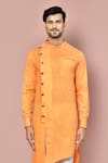 Buy_Arihant Rai Sinha_Orange Cotton Asymmetric Plain Kurta_Online_at_Aza_Fashions