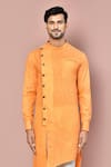 Buy_Arihant Rai Sinha_Orange Cotton Asymmetric Plain Kurta _Online_at_Aza_Fashions