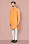Shop_Arihant Rai Sinha_Orange Cotton Asymmetric Plain Kurta_Online_at_Aza_Fashions