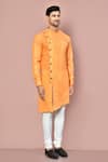 Arihant Rai Sinha_Orange Cotton Asymmetric Plain Kurta _at_Aza_Fashions