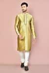 Buy_Arihant Rai Sinha_Gold Mulberry Silk Embroidered Hand Zardosi Work Kurta _at_Aza_Fashions