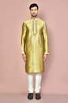 Buy_Arihant Rai Sinha_Gold Mulberry Silk Embroidered Hand Zardosi Work Kurta _Online_at_Aza_Fashions